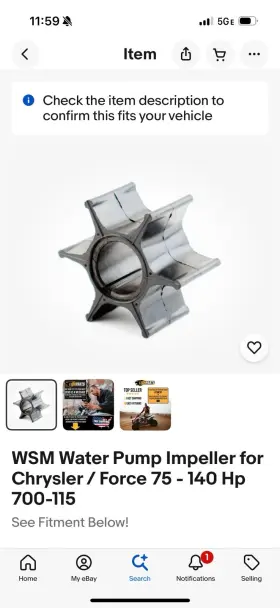 700-115 WSM Water Pump Impeller Chrysler Force
