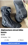 Alpinestars Boots. Fixed Price $200.00.