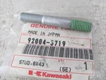 Nos Oem Kawasaki 8x43 Stud 1989-2000 Js750-c3 Jh750-a3 Js300-a3 92004-3719. Fixed Price $10.54.