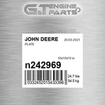 N242969 Plate Fits John Deere (surplus Open Box). Fixed Price $201.33.