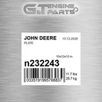 N232243 Plate Fits John Deere (surplus Open Box). Fixed Price $129.07.