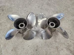 Pair Of 4 Blade 14 1/8" X 19p Solas Rubex Hr4 Ss Props, Needs Work, P9615 P9616. Fixed Price $72.00.
