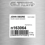N163064 Plate Gear Hanger Fits John Deere (surplus Open Box). Fixed Price $92.94.
